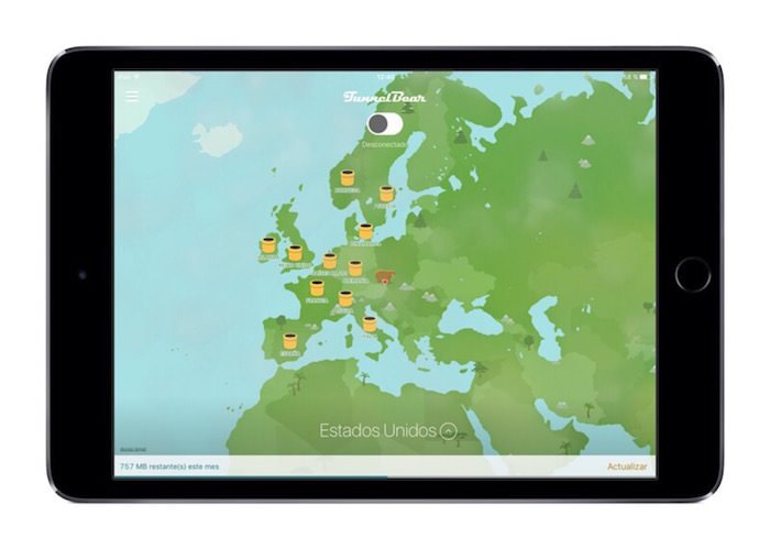 TunnelBear en iPad